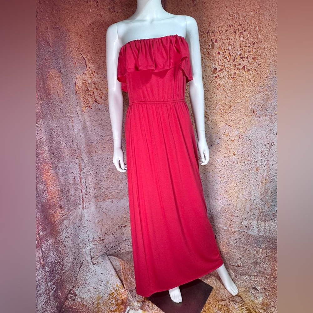 Sexy Red Strapless Maxi Dress